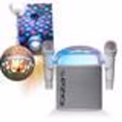 Pack Karaoké Enceinte Portable Bluetooth sans fil KARAHOME-WH 120W USB SD 2 micros - Boule Disco LEDS RGB ASTRO-BALL8 Enfant