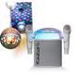 Pack Karaoké Enceinte Portable Bluetooth sans fil KARAHOME-WH 120W USB SD 2 micros - Boule Disco LEDS RGB ASTRO-BALL8 Enfant