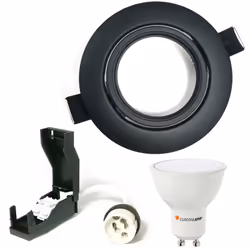 Spot encastrable orientable noir matt avec GU10 LED de 7W = 56W Kit contenant: x1 Douille GU10 + x1 Ampoule GU10 7W non dimma ...