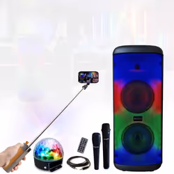 Enceinte Karaoke sans fil USB Bluetooth 600W Mooving ELECTRO-SOUND600 - 2 Micros - Jeu Lumière Astro Ibiza - Enceinte Perche ...