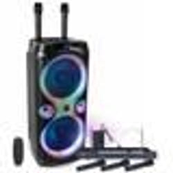 Pack Enceinte Karaoké 1000W USB Bluetooth TWS Ibiza Sound COLUMBA-KARAOKE - 4 Micros Sans Fil VHF et Filaires - Soirée Anniversaire