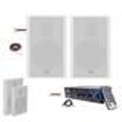 Pack Hifi Ampli Stéréo Bluetooth USB SD LTC MFA1200USB-BT-BL 2x50W - Paire Enceintes Murales LTC SSP501F-W Extra Plates