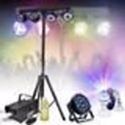 Pack Pied Lumière Portique DJ BOOST-LIGHT70 4 Projecteurs - Machine Fumée PARTY-SM400 - Projecteur PARTY-PAR181 - Jeu Astro R ...
