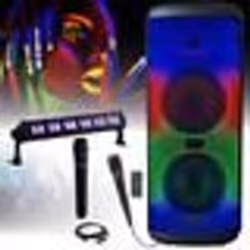 Enceinte Bluetooth Nomade Mooving ELECTRO-SOUND600 Karaoke TWS USB Télécommande - 2 Micros - Effet Lumière Noire UV - Soirée ...