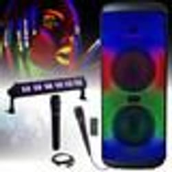 Enceinte Bluetooth Nomade Mooving ELECTRO-SOUND600 Karaoke TWS USB Télécommande - 2 Micros - Effet Lumière Noire UV - Soirée Fête
