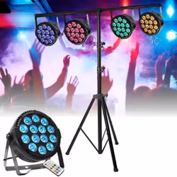 Pack de 4 Projecteurs Par Ibiza Light THINPAR-14x6W-RGBW - Portique déclairage SL002 Soirée - LED Fête Télécommande DMX Extra ...