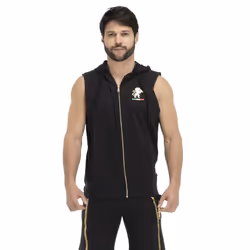 Veste à capuche coton sans manche Leone