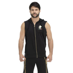 Veste à capuche coton sans manche Leone