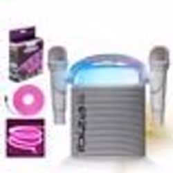 Pack Karaoké Enceinte Portable sur batterie Bluetooth KARAHOME-WH 120W USB SD 2 micros - Éclairage LED Effet Néon Flexible -  ...