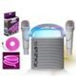 Pack Karaoké Enceinte Portable sur batterie Bluetooth KARAHOME-WH 120W USB SD 2 micros - Éclairage LED Effet Néon Flexible - Fête