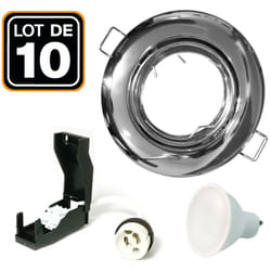 Europalamp - 10 Spots 5W encastrable orientable Chromé avec GU10 led Blanc Neutre 4500K