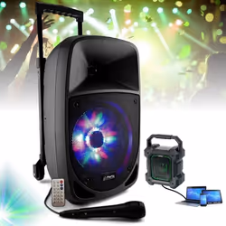 Enceinte Nomade sur batterie 300W Bluetooth PARTY-8LED - Micro - Tuner - Enceinte portable sans fil LED PARTY-BAGGY30 Cadeau