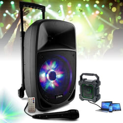 Enceinte Nomade sur batterie 300W Bluetooth PARTY-8LED - Micro - Tuner - Enceinte portable sans fil LED PARTY-BAGGY30 Cadeau