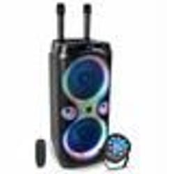 Pack Enceinte Karaoké USB Bluetooth TWS 1000W Ibiza Sound COLUMBA-KARAOKE - 2 Micros Sans Fil - Effet Lumière 2-en-1 PAR Astro Fête
