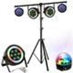 Pack Lumière Ibiza Pied Support SL002 - 2 Projecteurs THINPAR-LED-RING - 2 Projecteurs PAR LEDS 18W - Astro - Fête Dj Mariage
