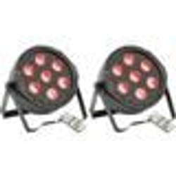 Pack de 2 Projecteurs Par Ibiza Light THINPAR7x6-RGBW DMX Télécommande LED Extra-plats Soirée Dj Fête Bar Club Discothèque Ambiance