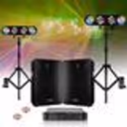 Pack Sono 2 Enceintes 2x400W Ibiza DISCO10B - Ampli 2x480W AMP600-MKII - 2 Portiques DJ Lumières LEDBAR-ASTRO-RC - Fete