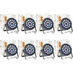 Pack de 8 Projecteurs Par Ibiza Light THINPAR-18X1W RGB - Télécommande DMX Extra-plats Soirée Dj LED Fête Club Discothèque