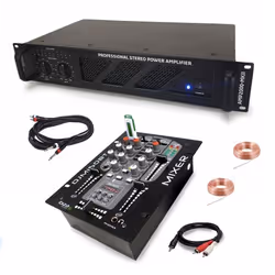 Pack DJ Sono Ampli Ibiza Sound AMP2000-MKII 3000W - Table Mixage Bluetooth DJM150USB-BT USB Jack - Câbles RCA Jack enceintes ...