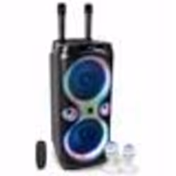 Pack Enceinte Karaoké 1000W USB Bluetooth TWS Ibiza Sound COLUMBA-KARAOKE - 2 Micros Sans Fil - 2 Effets de Lumière Rotatif -