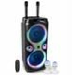Pack Enceinte Karaoké 1000W USB Bluetooth TWS Ibiza Sound COLUMBA-KARAOKE - 2 Micros Sans Fil - 2 Effets de Lumière Rotatif -