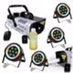 Pack Lumière Machine à Fumée Ibiza Light LSM900W - 4 Projecteurs THINPAR-LED-RING - Soirée Dj Pro Fête Mariage Anniversaire