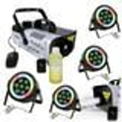 Pack Lumière Machine à Fumée Ibiza Light LSM900W - 4 Projecteurs THINPAR-LED-RING - Soirée Dj Pro Fête Mariage Anniversaire