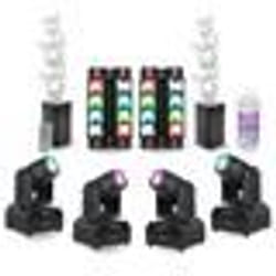 Pack Lumière 4 Lyres Beam Ibiza LED RGB 10W DMX - 2 Jeux Lumière Mini-Spider LED8-MINI - 2 Machines Bulles LED BUBBLE-DREAM - DJ