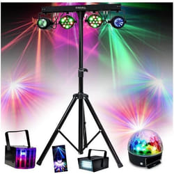Pack Lumière Ibiza DJLIGHT60 - 7 Jeux de Lumière Projecteurs - Moonflower - Astro - Pied Support - Soirée - DJ Mobile