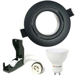 Kit complet Spot encastrable orientable Noir Matt avec GU10 LED