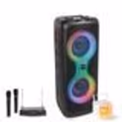 Pack Enceinte Karaoké sans fil sur batterie USB Bluetooth 700W USB TWS LED Ibiza Sound COLUMBA700 - 2 Micros Sans Fil - Effet ...