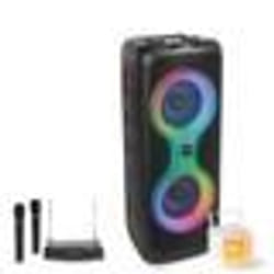 Pack Enceinte Karaoké sans fil sur batterie USB Bluetooth 700W USB TWS LED Ibiza Sound COLUMBA700 - 2 Micros Sans Fil - Effet Derby