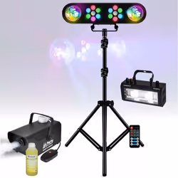 Pack Lumière Portique DJ Mooving LEDBAR-ASTRO-RC - Machine Fumée PARTY-SM400 - Effet Stroboscope Ibiza STROBE40LED Fête Bar