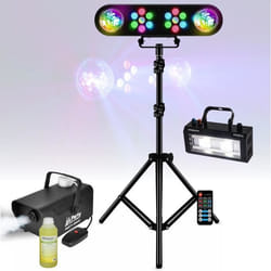 Pack Lumière Portique DJ Mooving LEDBAR-ASTRO-RC - Machine Fumée PARTY-SM400 - Effet Stroboscope Ibiza STROBE40LED Fête Bar