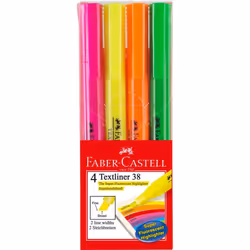 Faber-Castell Textliner 38, 4 pièce(s), Vert, Orange, Rose, Jaune, Multicolore, Rond, Papier, Allemagne