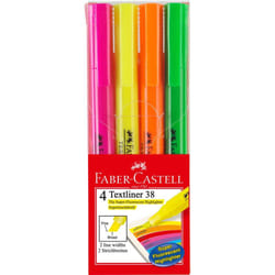 Faber-Castell Textliner 38 marqueur 4 pièce(s) Vert, Orange, Rose, Jaune