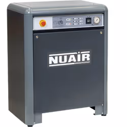 Compresseur d'air à piston insonorisé marche lente sur châssis NUAIR. Compresseur avec moteur de 7,5 CV alimenté en 400 V tri ...