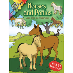 Dover Publications Horses and Ponies: Coloring and Sticker Fun: With 24 Stickers!, 32 pages, Autocollants inclus, Livre/album ...