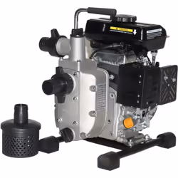 Pompe de chantier thermique pour eaux boueuses FRANCEPOWER. Cette pompe est équipée d'une crépine, de 2 raccords avec joint,  ...