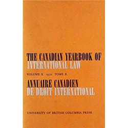 UBC Press The Canadian Yearbook of International Law, Vol. 10, 1972 livre Couverture rigide