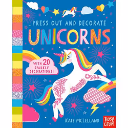 Allen &amp; Unwin Press Out and Decorate: Unicorns, Anglais, Couverture rigide, 24 pages