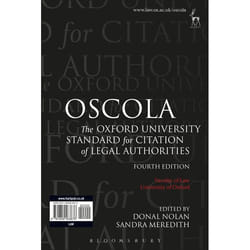 ISBN OSCOLA (The Oxford University Standard for Citation of Legal Authorities) livre Loi Anglais