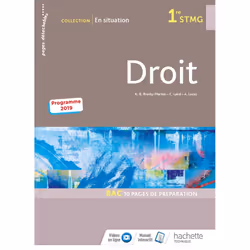 ISBN En situation Droit 1re STMG - Livre élève - Éd. 2019, Éducatif, Français, 144 pages