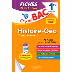 ISBN Objectif BAC Fiches Histoire-Géographie TRONC COMMUN 1re générale, Éducatif, Français, 160 pages
