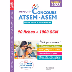 ISBN Objectif Concours 2023 ATSEM 90 Fiches 1000 QCM, Éducatif, Français, 224 pages