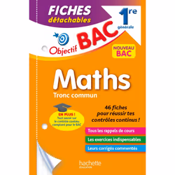 ISBN Objectif BAC Fiches détachables Maths TRONC COMMUN 1re générale, Éducatif, Français, 96 pages