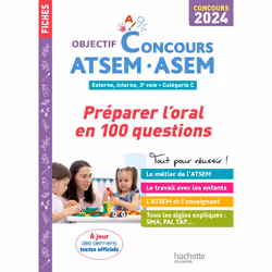 ISBN Objectif Concours ATSEM-ASEM 2024 - Préparer l'oral en 100 questions, Éducatif, Français, 192 pages
