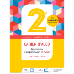 ISBN Barbazo algo 2nde - Cahier d'exercices - Ed. 2019, Éducatif, Français, 80 pages