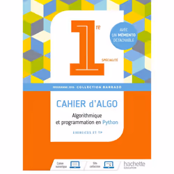 ISBN Barbazo algo 1ère - Cahier d'exercices - Ed. 2019, Éducatif, Français, 48 pages
