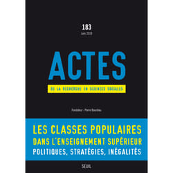 ISBN Actes de la recherche en sciences sociales, n°183 livre